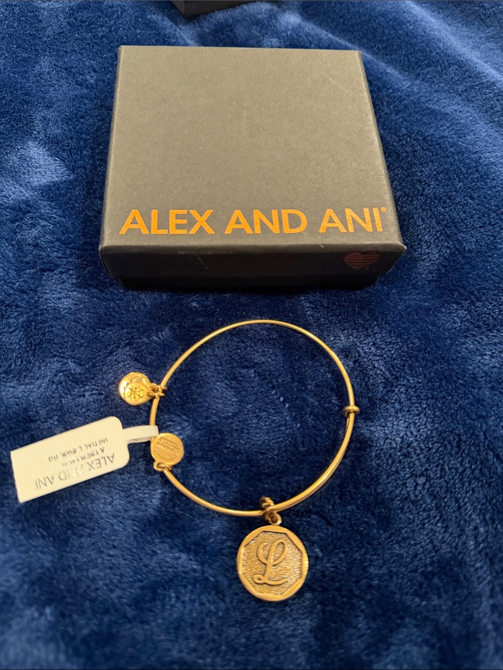 Alex and Ani Gold Initial "L" Disc Expandable Bangle Bracelet